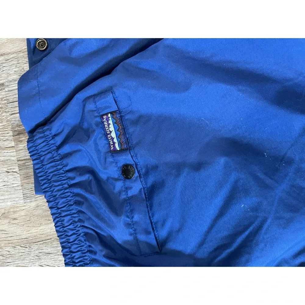 White Sierra Mens Medium Nylon Hiking Pants Blue Zip Ankle Snap Outdoor Vintage